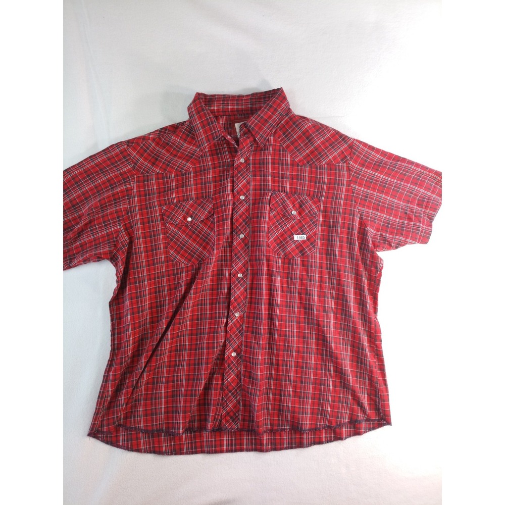 Rustler Western Shirt Mens XXL X Long Red Plaid Snap Button Cowboy (P)
